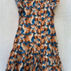 Pinch Orange and Blue Puff Sleeve Sundress
